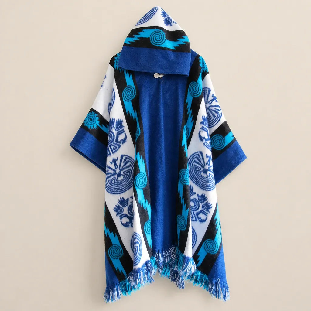 Ton poncho Poncho En Maille À Capuche Motif Ethnique