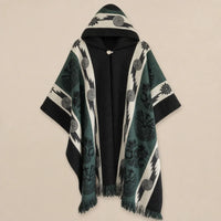 Ton poncho Poncho En Maille À Capuche Motif Ethnique
