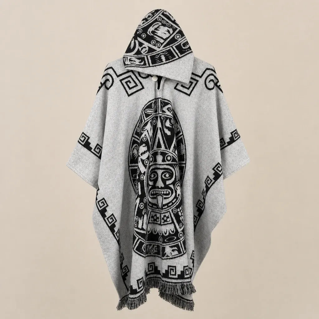 Ton poncho Poncho En Maille À Capuche Motif Ethnique