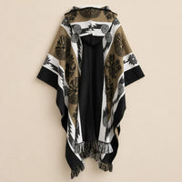 Ton poncho Poncho En Maille À Capuche Motif Ethnique