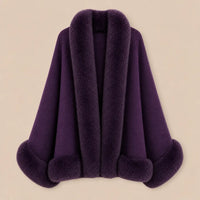 Ton poncho Poncho En Maille Avec Col En Fausse Fourrure