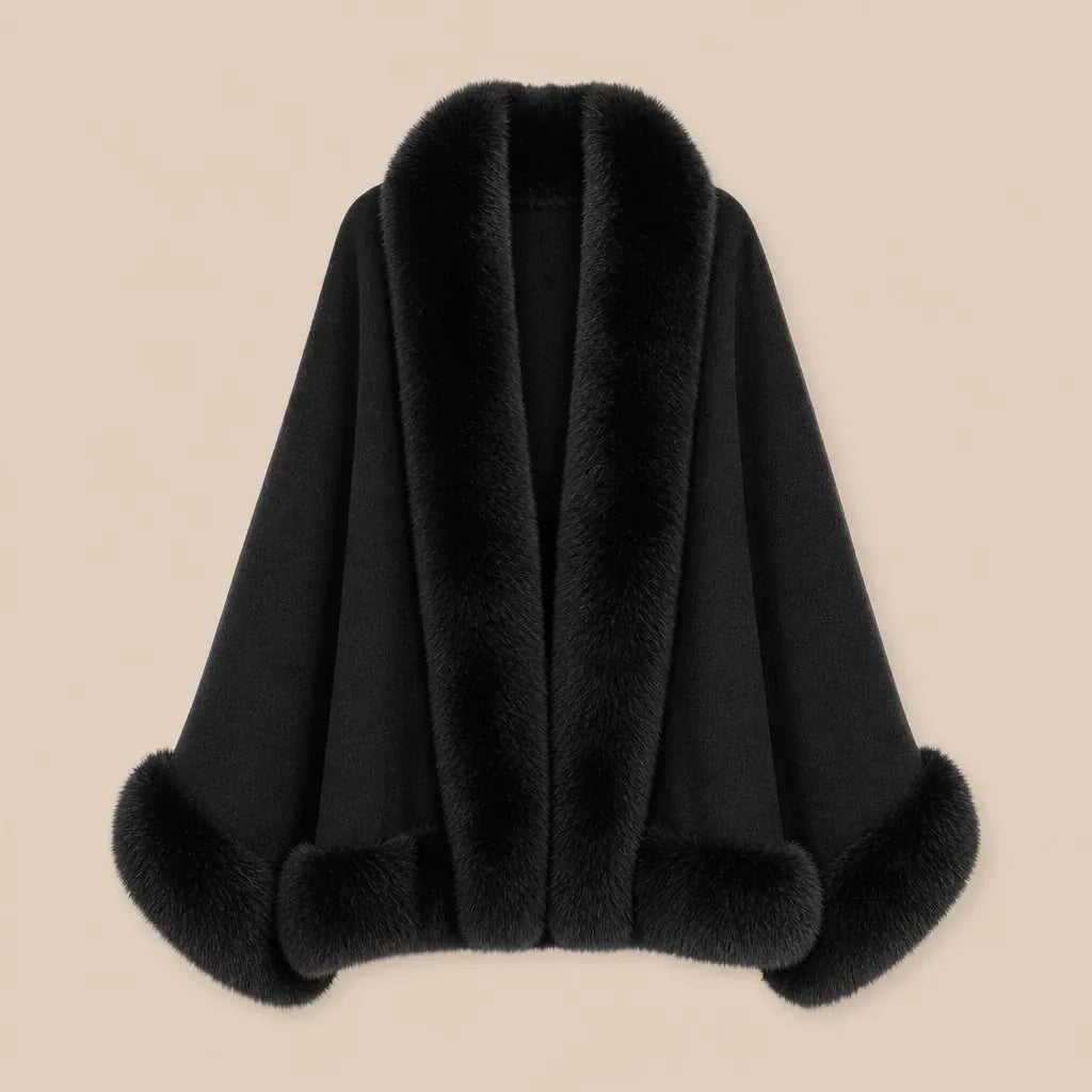Ton poncho Poncho En Maille Avec Col En Fausse Fourrure
