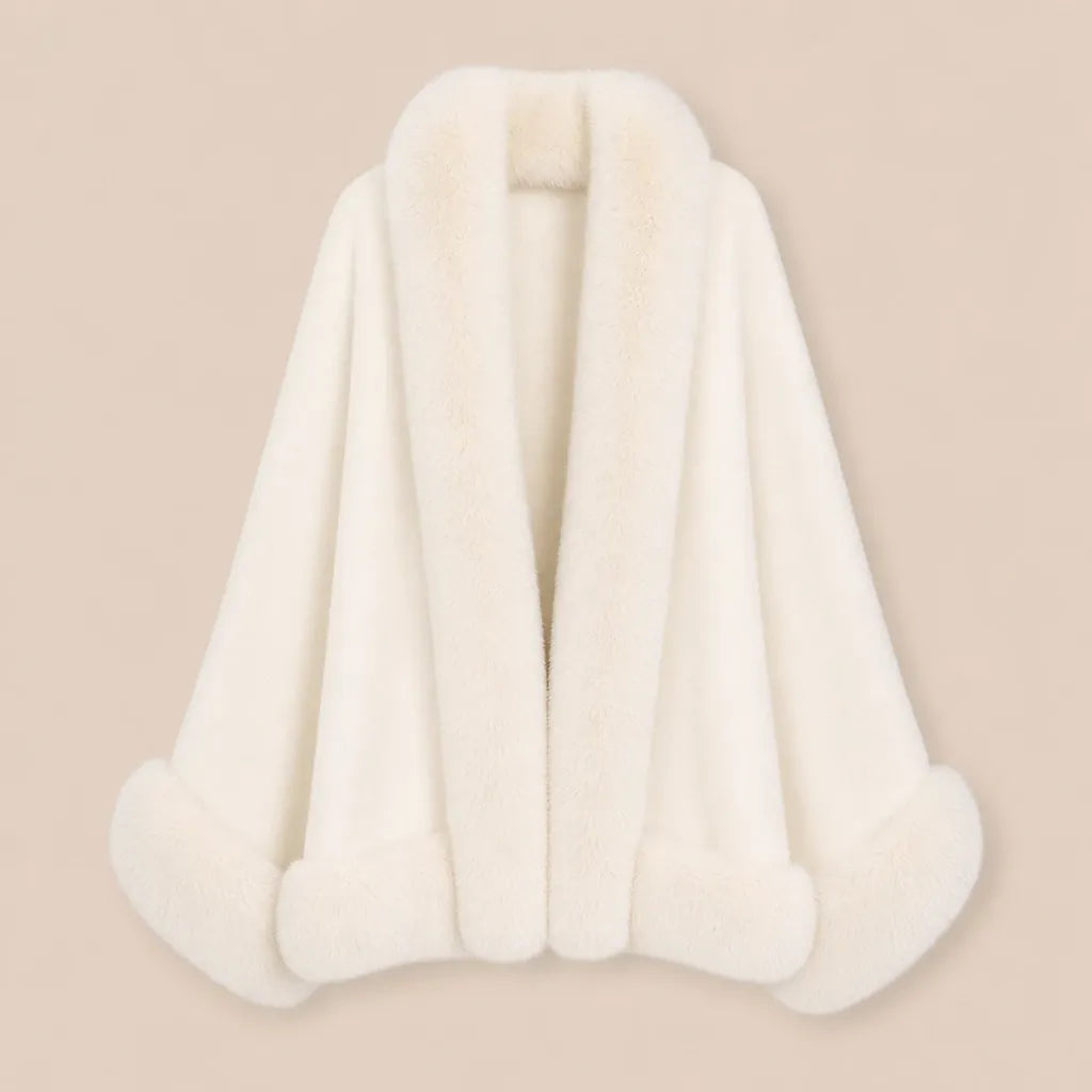 Ton poncho Poncho En Maille Avec Col En Fausse Fourrure