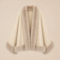 Ton poncho Poncho En Maille Avec Col En Fausse Fourrure