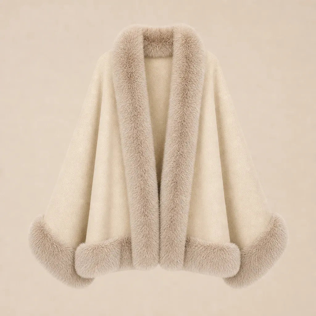 Ton poncho Poncho En Maille Avec Col En Fausse Fourrure