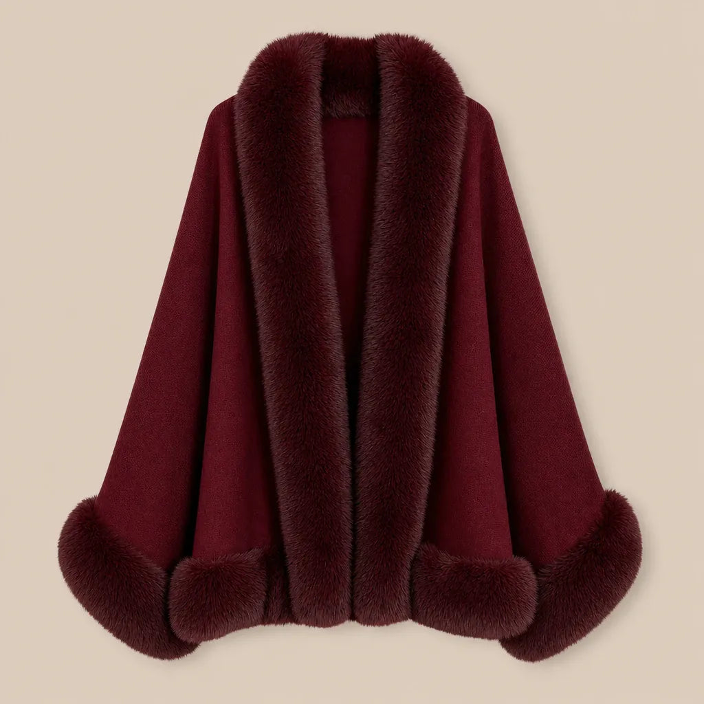 Ton poncho Poncho En Maille Avec Col En Fausse Fourrure