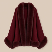 Ton poncho Poncho En Maille Avec Col En Fausse Fourrure