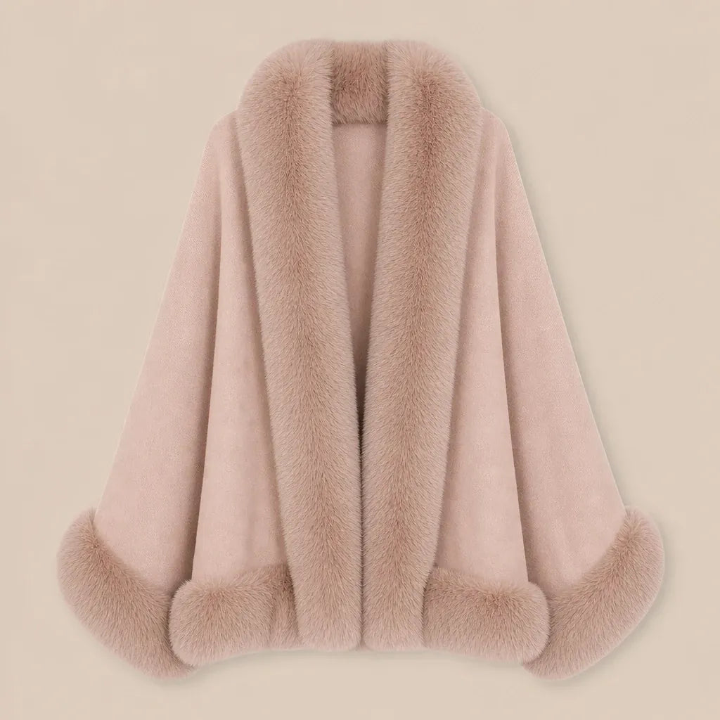 Ton poncho Poncho En Maille Avec Col En Fausse Fourrure