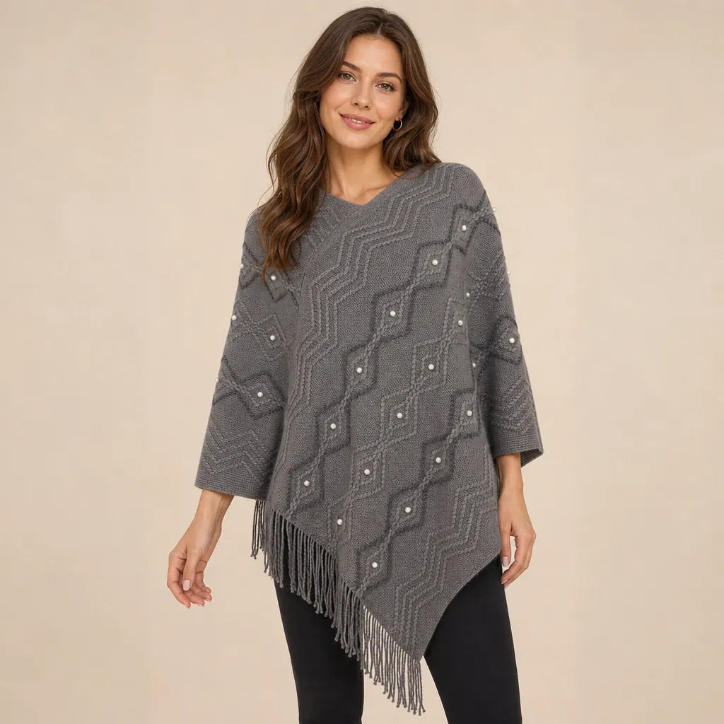 Ton poncho Poncho En Nylon À Franges Avec Perles