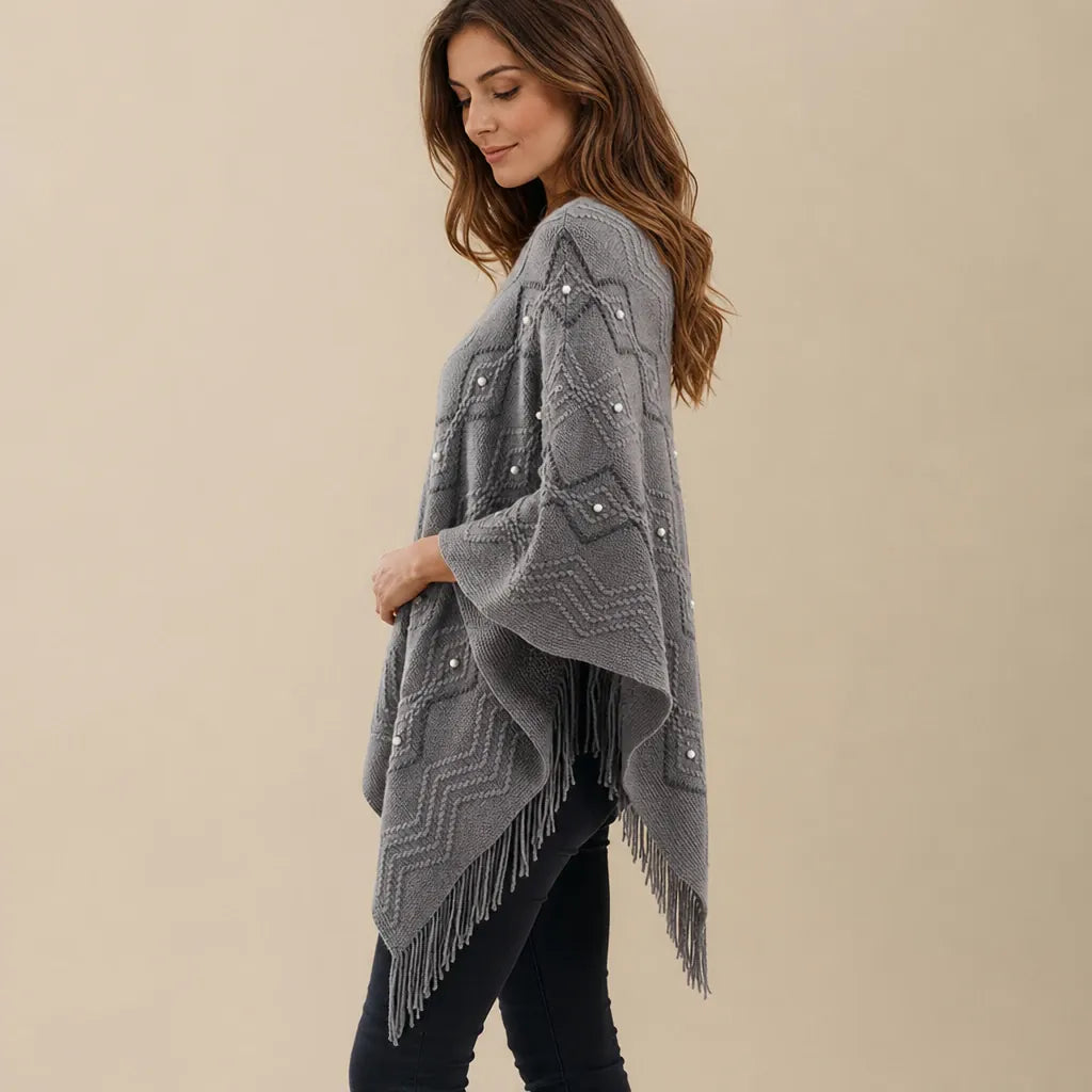 Ton poncho Poncho En Nylon À Franges Avec Perles