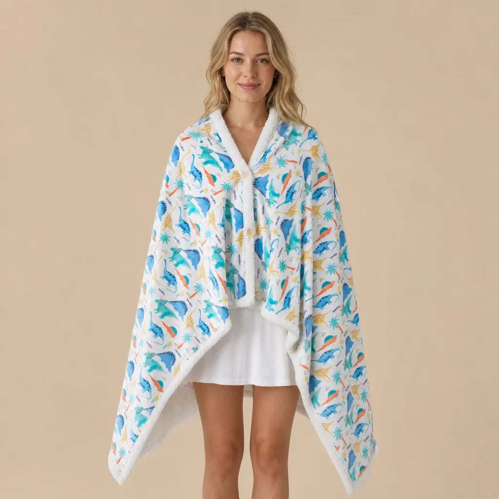 Ton poncho Poncho En Polaire Imprimé Dinosaure De Flanelle
