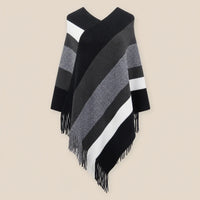 Ton poncho Poncho En Tricot À Rayures Avec Franges
