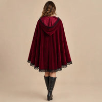 Ton poncho Poncho En Velours À Capuche Avec Dentelle