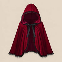 Ton poncho Poncho En Velours À Capuche Avec Dentelle