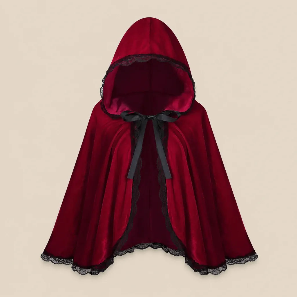 Ton poncho Poncho En Velours À Capuche Avec Dentelle