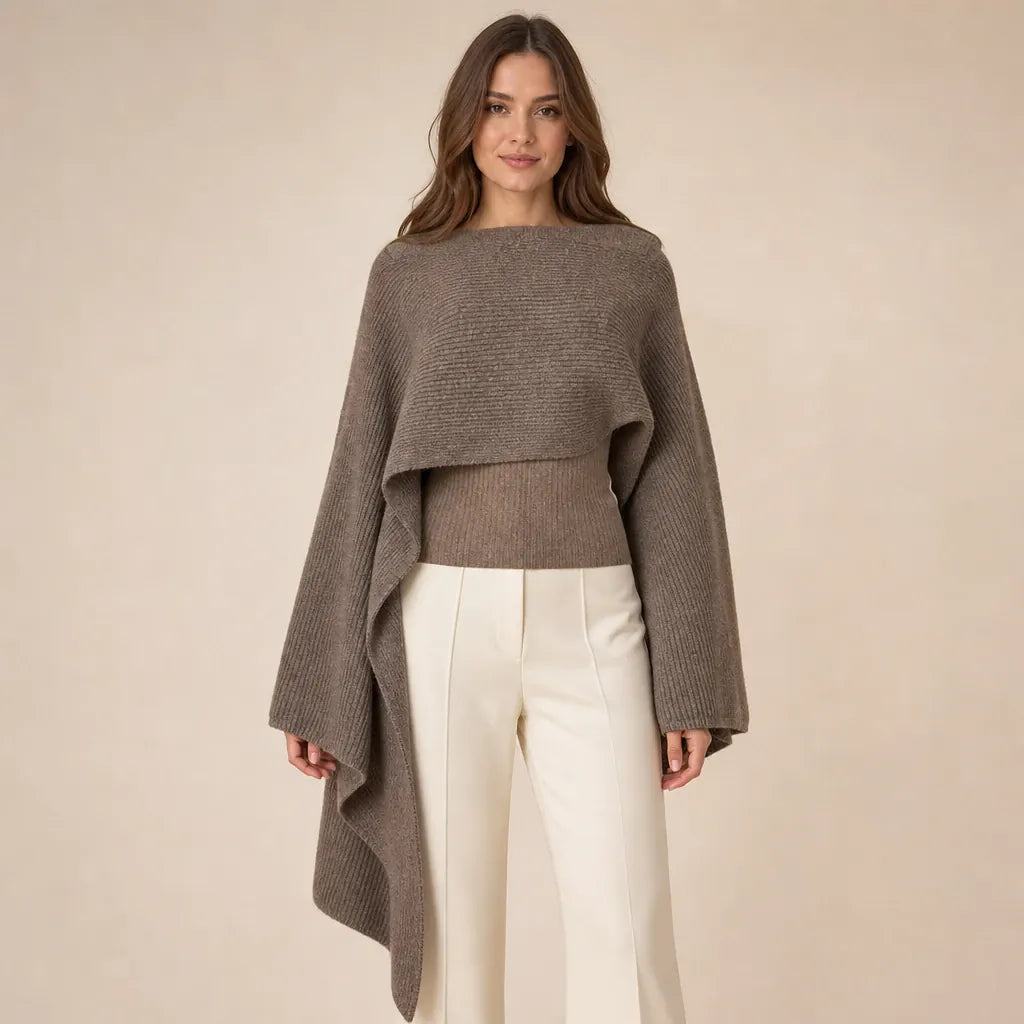Ton poncho Poncho Femme Asymétrique Tricoté