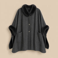 Ton poncho Poncho Femme Chaud Avec Fausse Fourrure Manches