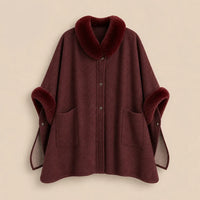 Ton poncho Poncho Femme Chaud Avec Fausse Fourrure Manches