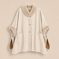 Ton poncho Poncho Femme Chaud Avec Fausse Fourrure Manches