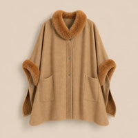 Ton poncho Poncho Femme Chaud Avec Fausse Fourrure Manches