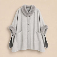 Ton poncho Poncho Femme Chaud Avec Fausse Fourrure Manches
