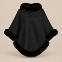 Ton poncho Poncho Femme Chaud En Maille Avec Fausse Fourrure