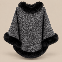 Ton poncho Poncho Femme Chaud En Maille Avec Fausse Fourrure