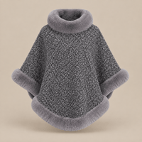 Ton poncho Poncho Femme Chaud En Maille Avec Fausse Fourrure