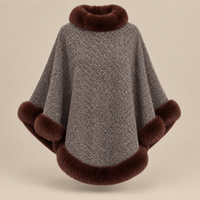 Ton poncho Poncho Femme Chaud En Maille Avec Fausse Fourrure