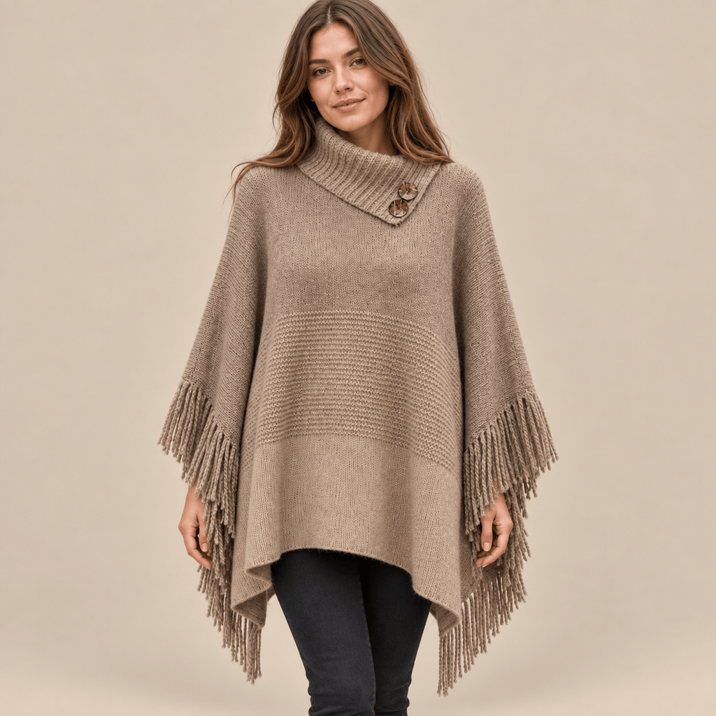 Ton poncho Poncho Femme En Maille À Franges
