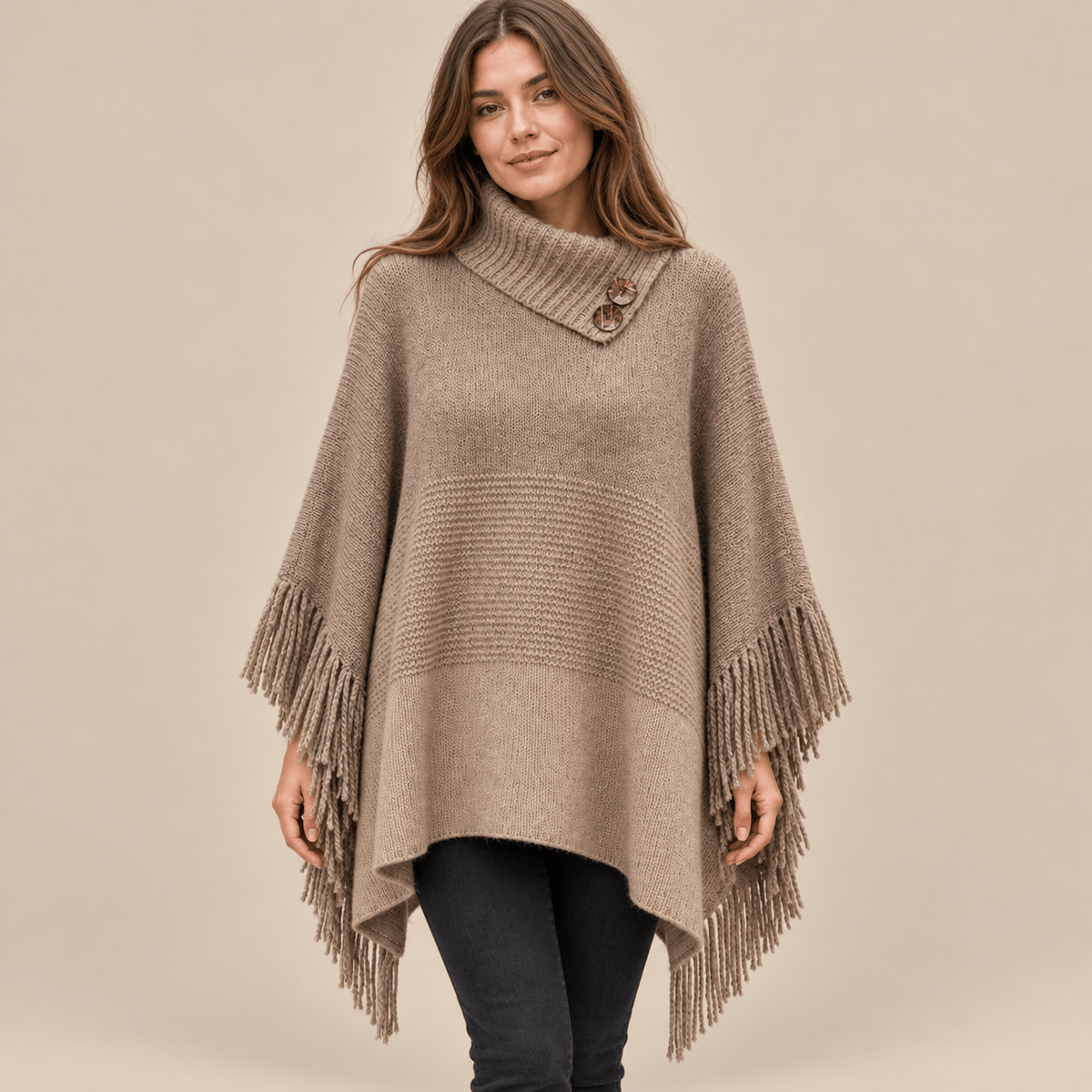 Ton poncho Poncho Femme En Maille À Franges
