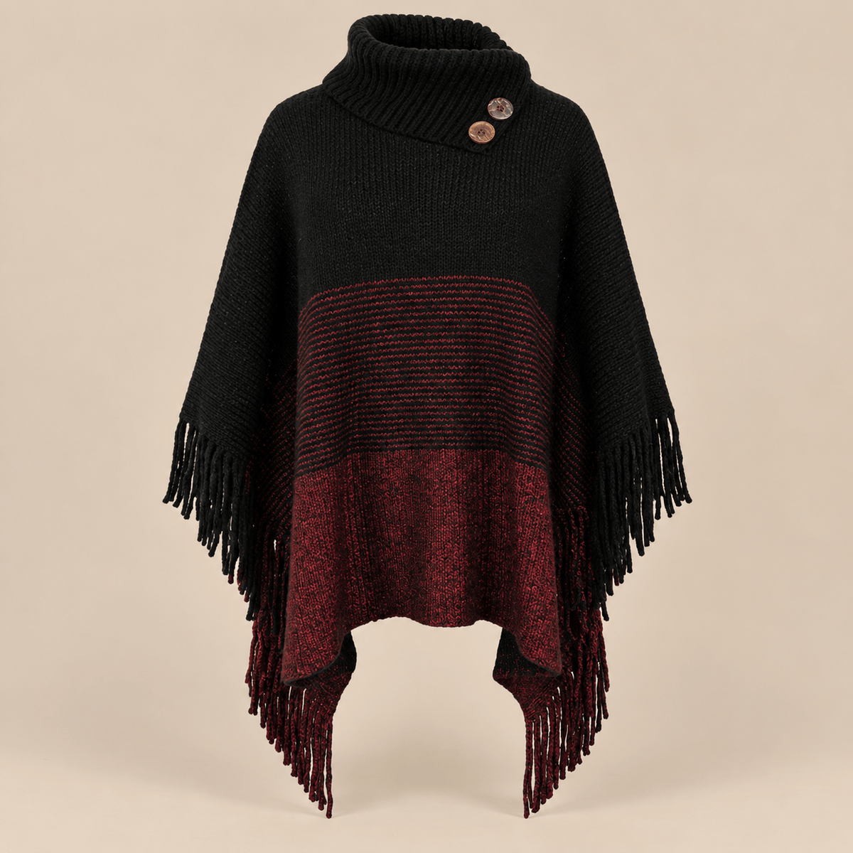 Ton poncho Poncho Femme En Maille À Franges