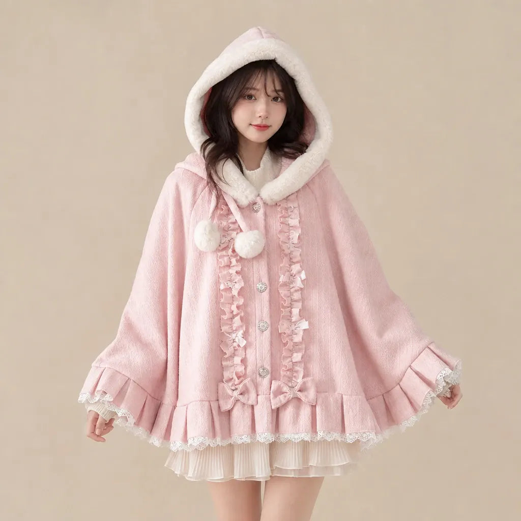 Ton poncho Poncho Femme En Polaire Style Lolita À Capuche