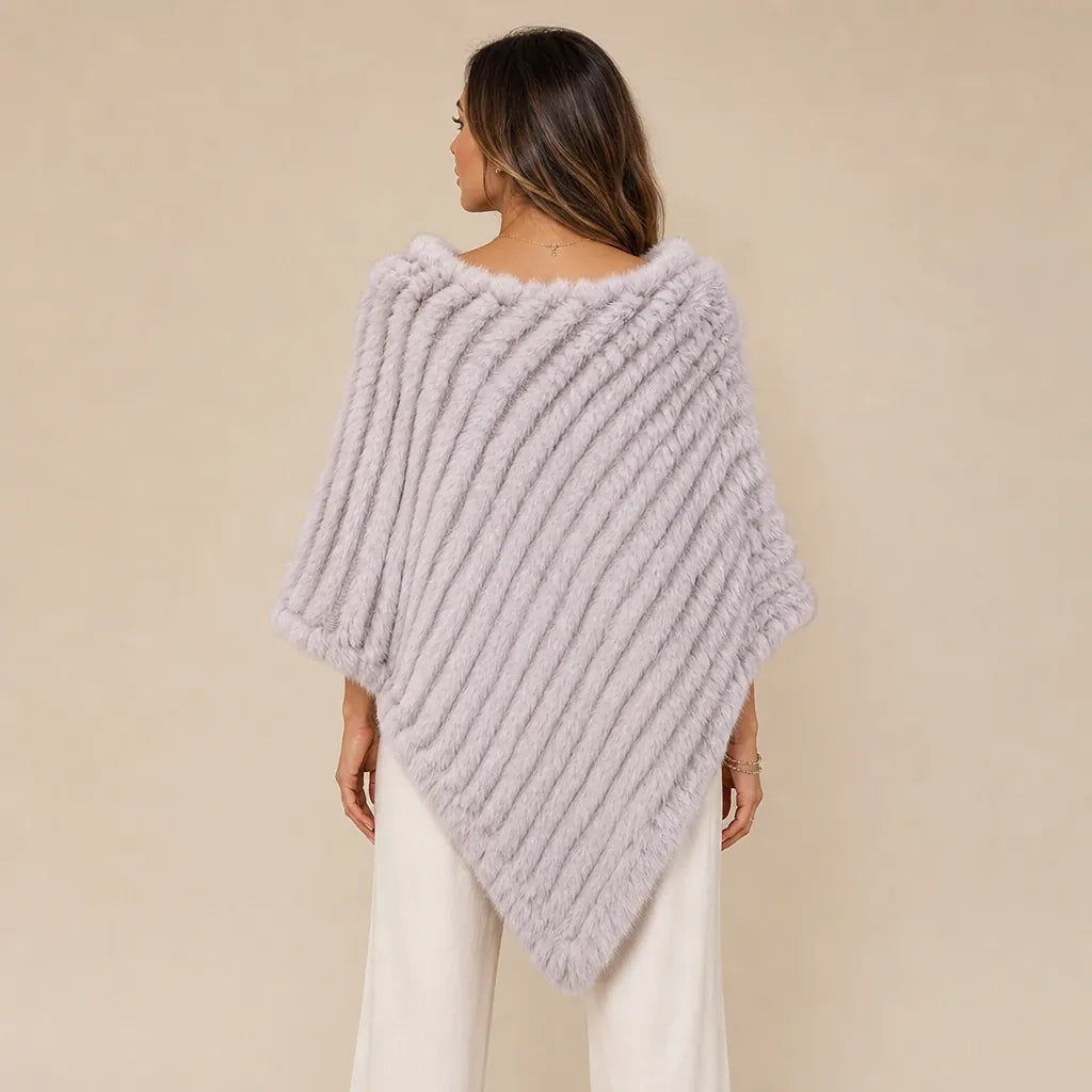 Ton poncho Poncho Femme Hiver Chic En Fourrure De Lapin Tricoté