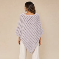 Ton poncho Poncho Femme Hiver Chic En Fourrure De Lapin Tricoté