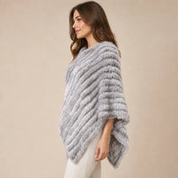 Ton poncho Poncho Femme Hiver Chic En Fourrure De Lapin Tricoté
