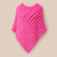 Ton poncho Poncho Femme Hiver Chic En Fourrure De Lapin Tricoté