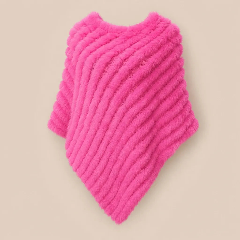 Ton poncho Poncho Femme Hiver Chic En Fourrure De Lapin Tricoté