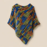 Ton poncho Poncho Femme Hiver Chic En Fourrure De Lapin Tricoté