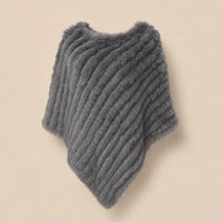 Ton poncho Poncho Femme Hiver Chic En Fourrure De Lapin Tricoté