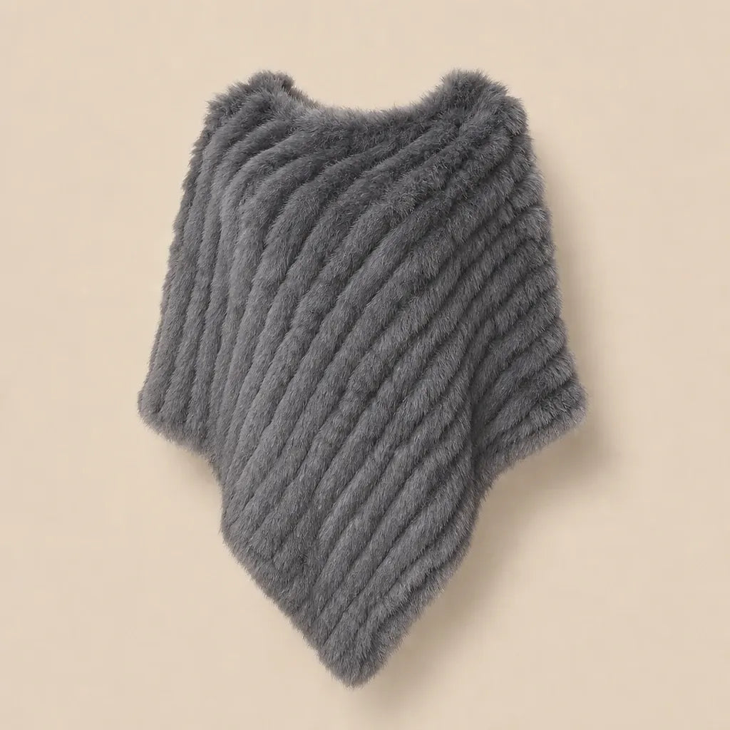 Ton poncho Poncho Femme Hiver Chic En Fourrure De Lapin Tricoté