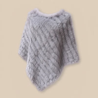 Ton poncho Poncho Femme Hiver Chic En Fourrure De Lapin Tricoté