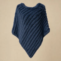 Ton poncho Poncho Femme Hiver Chic En Fourrure De Lapin Tricoté