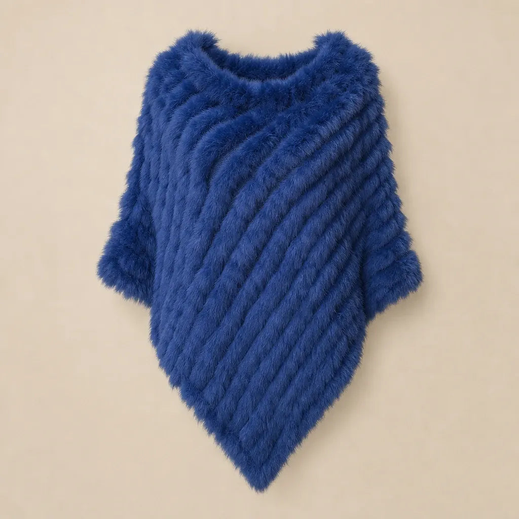 Ton poncho Poncho Femme Hiver Chic En Fourrure De Lapin Tricoté