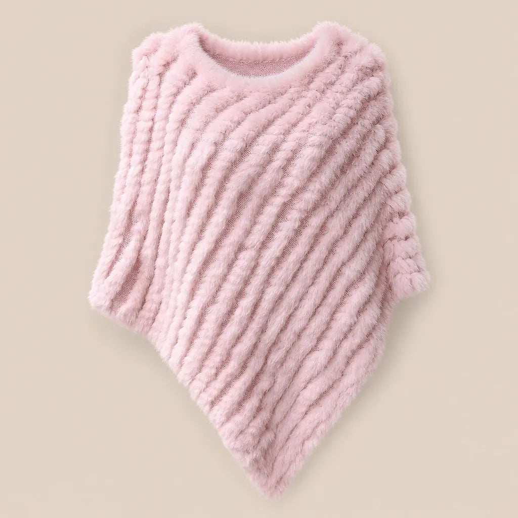 Ton poncho Poncho Femme Hiver Chic En Fourrure De Lapin Tricoté
