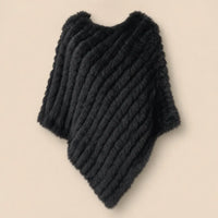 Ton poncho Poncho Femme Hiver Chic En Fourrure De Lapin Tricoté