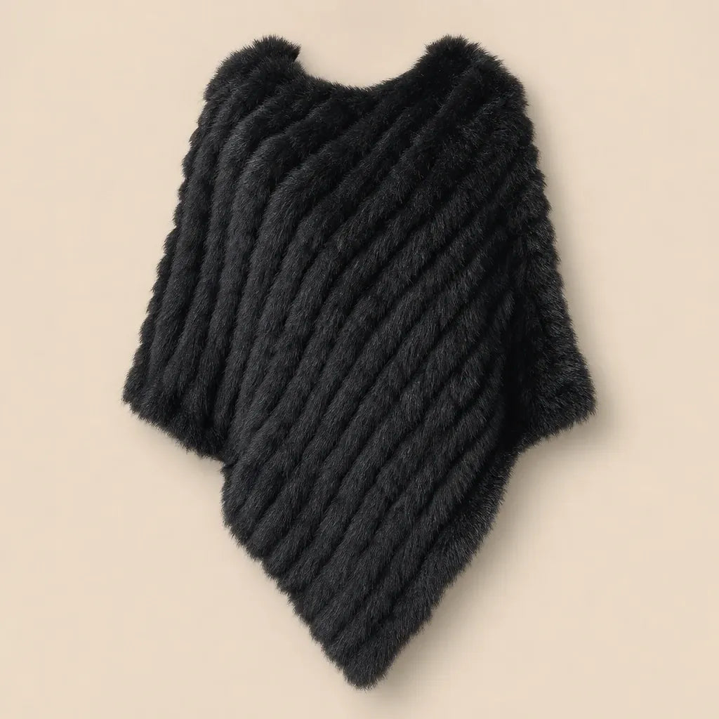 Ton poncho Poncho Femme Hiver Chic En Fourrure De Lapin Tricoté