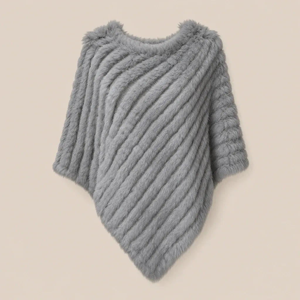 Ton poncho Poncho Femme Hiver Chic En Fourrure De Lapin Tricoté