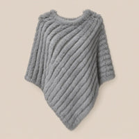 Ton poncho Poncho Femme Hiver Chic En Fourrure De Lapin Tricoté