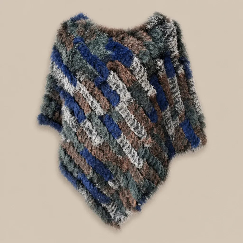 Ton poncho Poncho Femme Hiver Chic En Fourrure De Lapin Tricoté